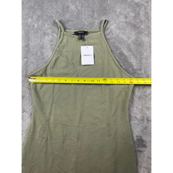 Forever‎ 21 Light Olive Green Ribbed Tank Dress XL Sleeveless Mini - Picture 5 of 9